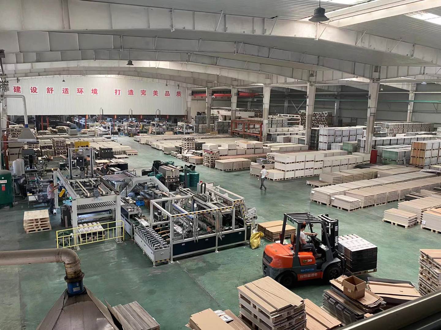 SPC flooring factory production floor overview